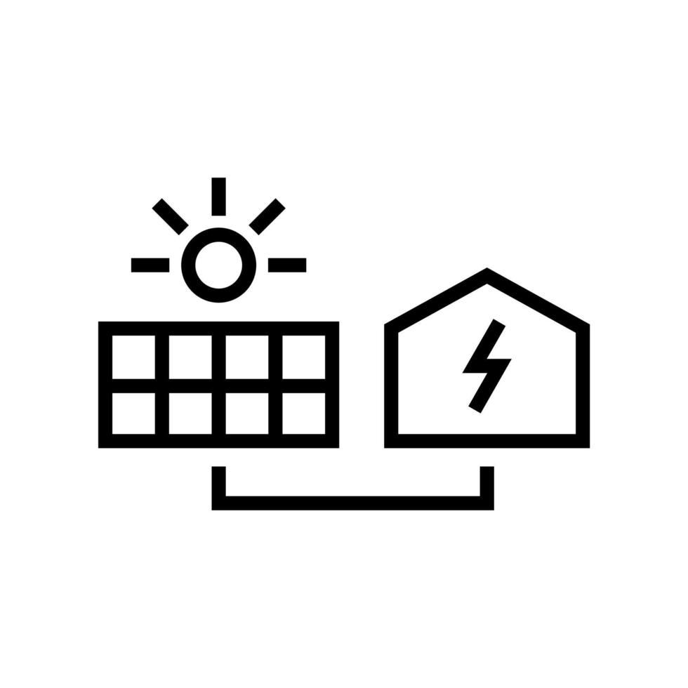 painel solar conectado a uma ilustração isolada do vetor ícone da casa