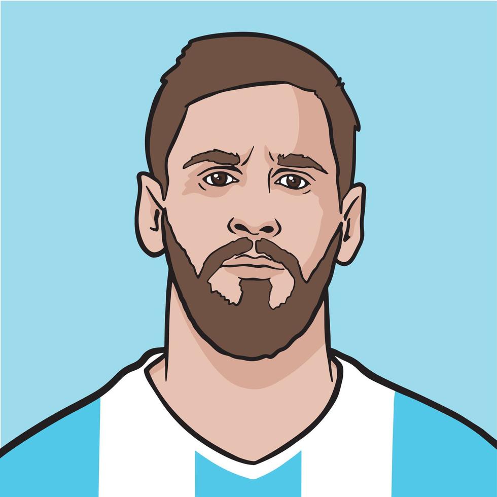 futebolista argentino paris saint germain leo messi. ilustração vetorial de retrato vetor
