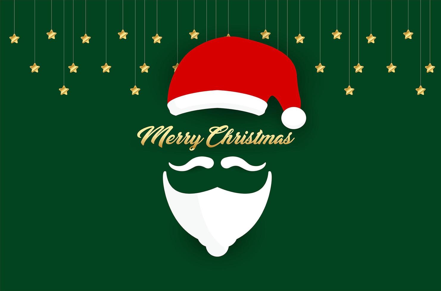 chapéu de Papai Noel e silhueta de barba e texto de feliz natal vetor