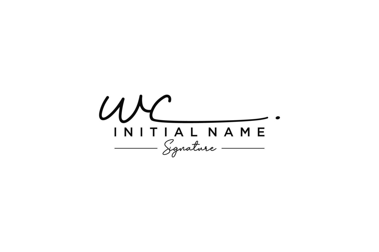 vetor inicial de modelo de logotipo de assinatura wc. ilustração vetorial de letras de caligrafia desenhada à mão.