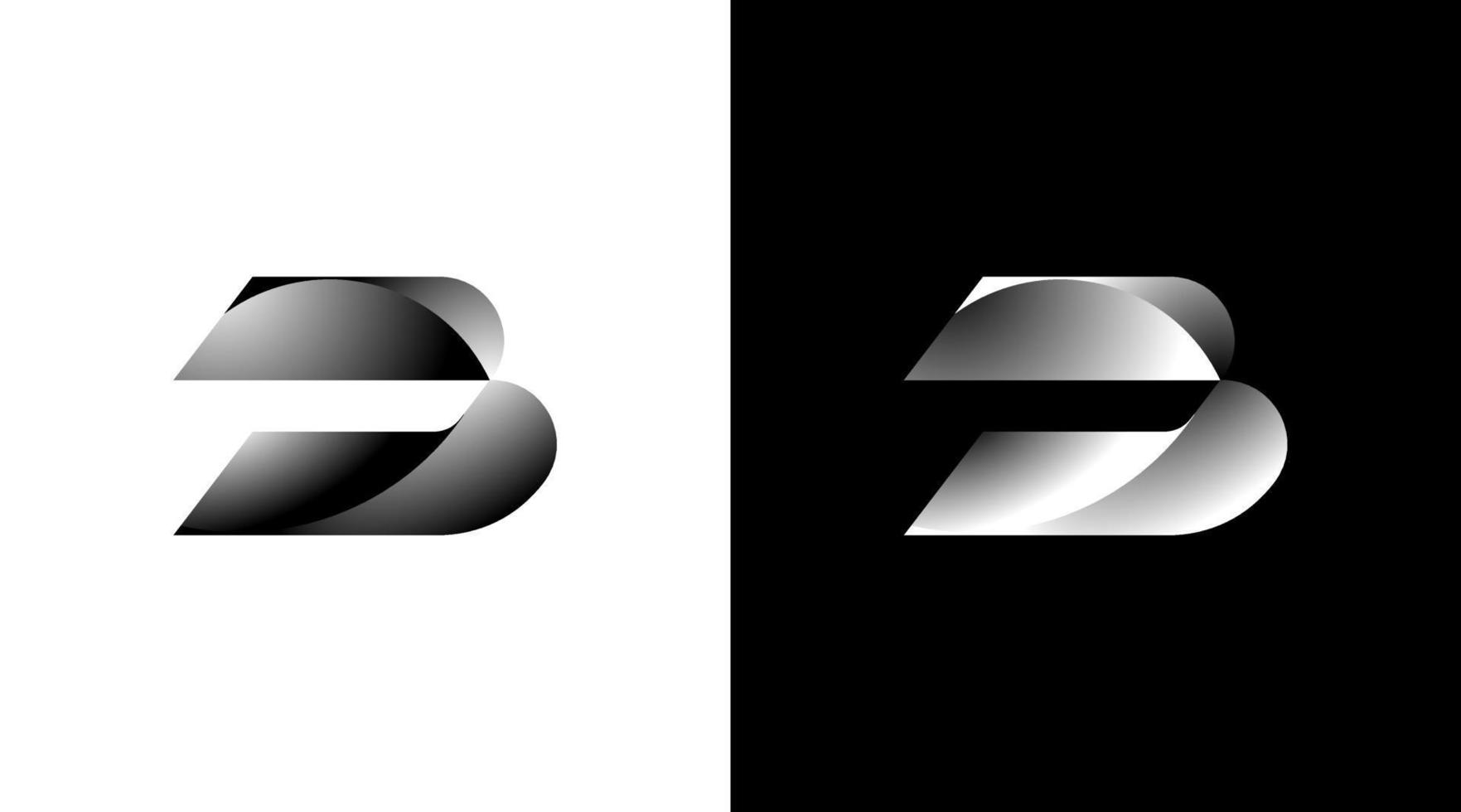 logotipo comercial 3d monograma b letra inicial preto e branco ícone ilustração modelos de designs de estilo vetor