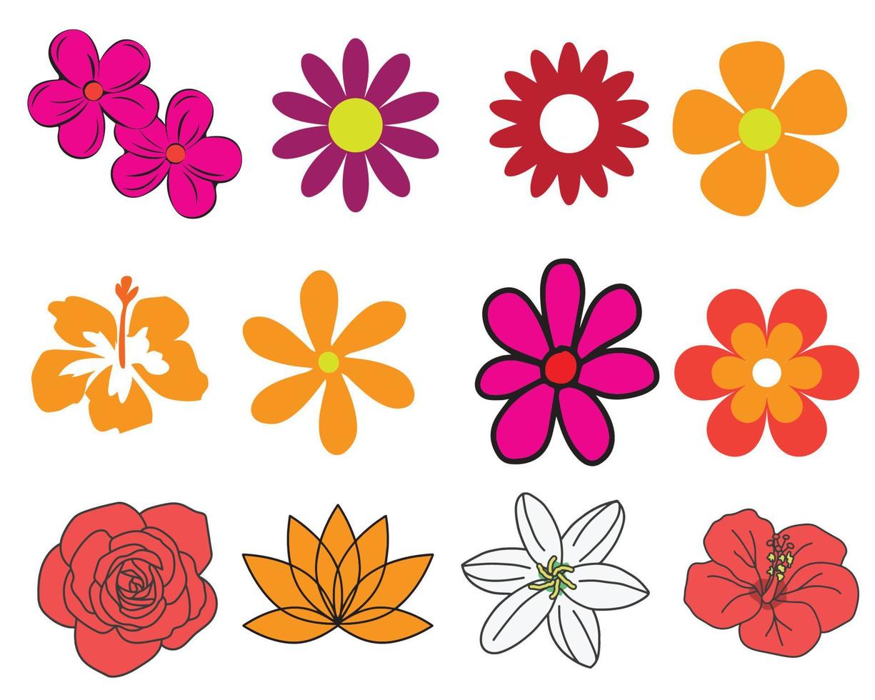 conjunto de design de vetores de flores