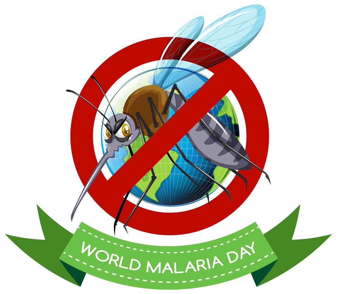 logotipo do dia mundial da malária ou banner com sinal de mosquito vetor