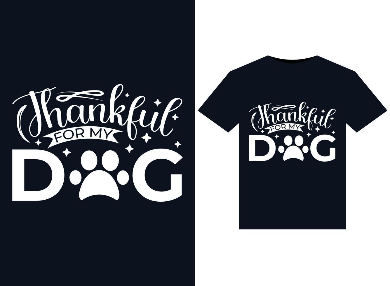 grato pelas ilustrações do meu cachorro para o design de camisetas prontas para impressão vetor