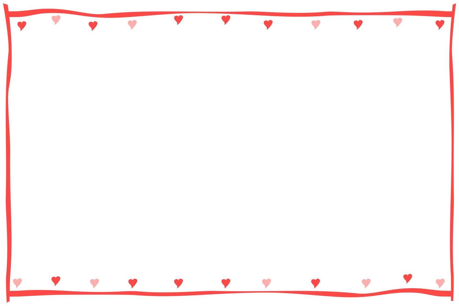 vetor - borda de linha vermelha ou moldura com mini corações vermelhos em fundo branco. pode ser usado para qualquer cartão, web, etiqueta, banner ou brochura. copie o espaço para qualquer design de texto. dia dos namorados.