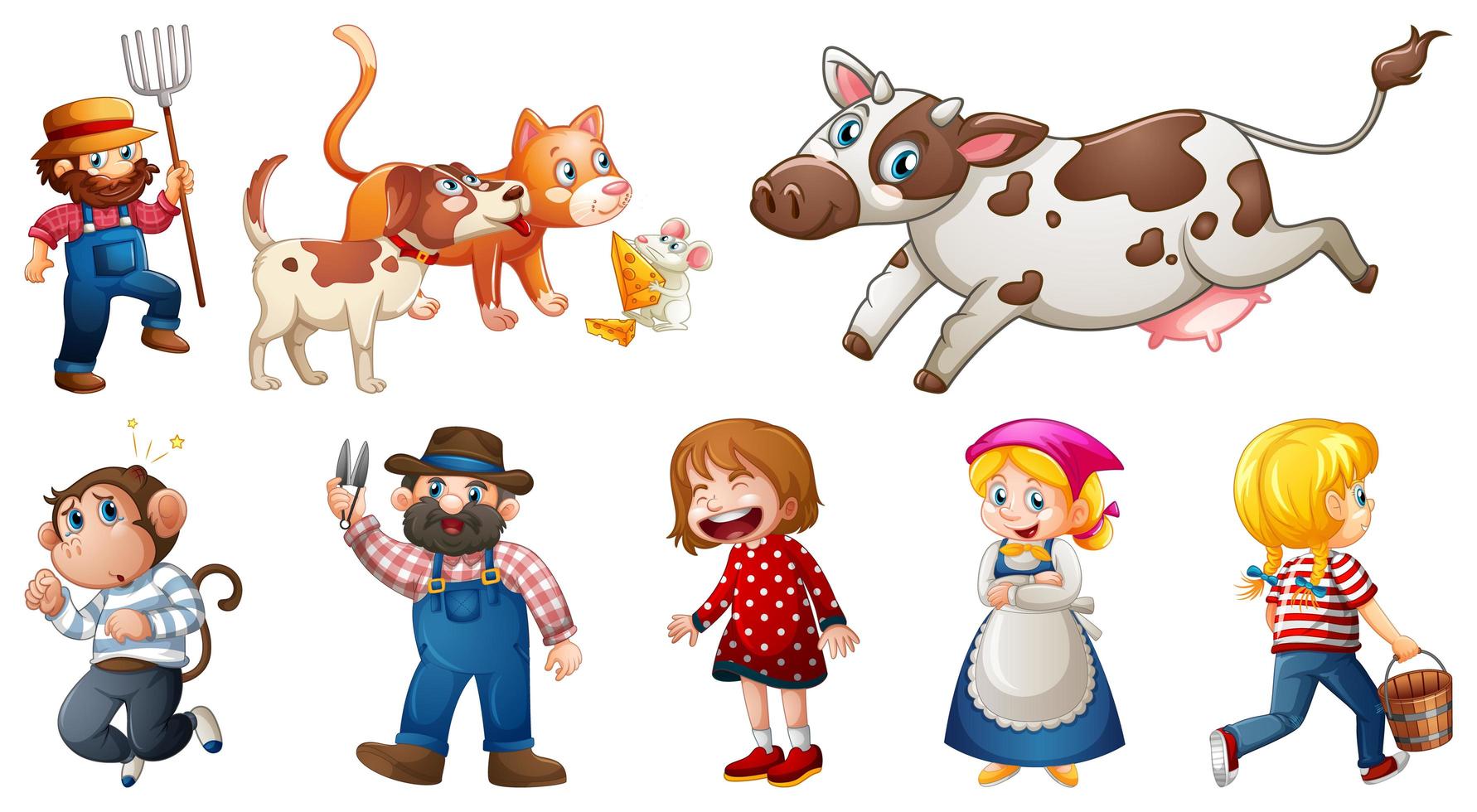 conjunto de personagens de rimas infantis diferentes isolado no fundo branco vetor