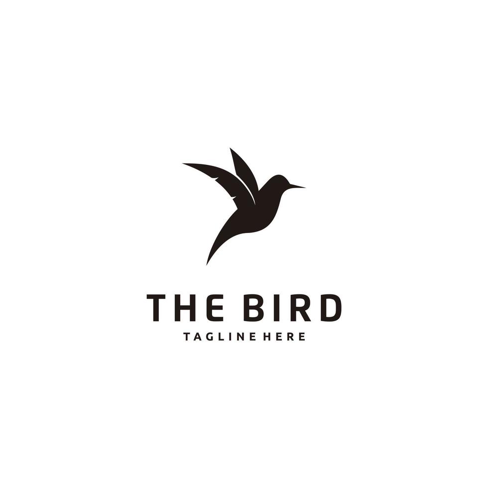 design de logotipo de silhueta voando colibri. ícone de símbolo de pássaro minimalista vetor