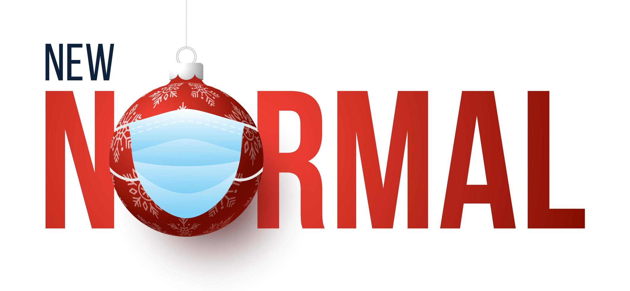 novo banner normal de natal com enfeite de bola mascarada vetor