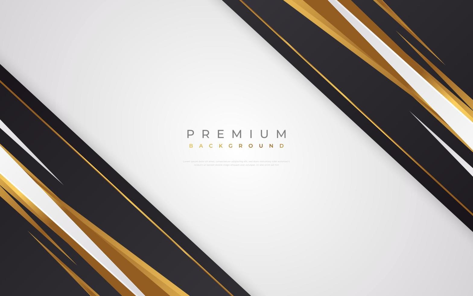 fundo premium dourado abstrato de luxo. elegante fundo preto, branco e dourado para prêmio, banner, nomeação, cartão, cerimônia, convite formal ou design de certificado vetor