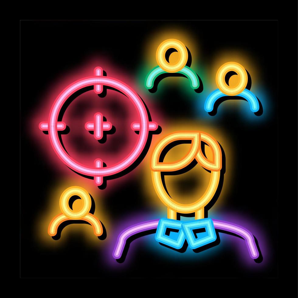 ilustração do ícone de brilho de néon do objetivo do gerente vetor