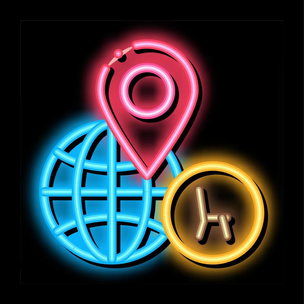 localização da loja de móveis ilustração do ícone de brilho neon vetor