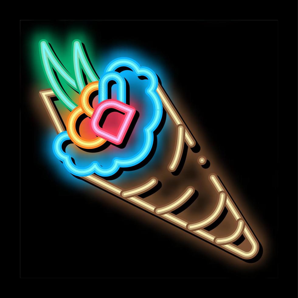 ilustração de ícone de brilho neon de comida de rolo de sushi vetor