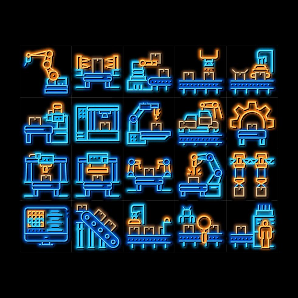 processo de fabricação ilustração do ícone de brilho neon vetor