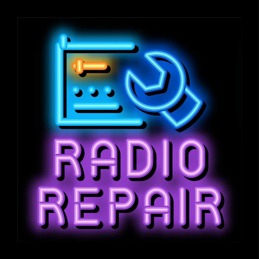 ilustração de ícone de brilho neon de reparo de rádio vetor