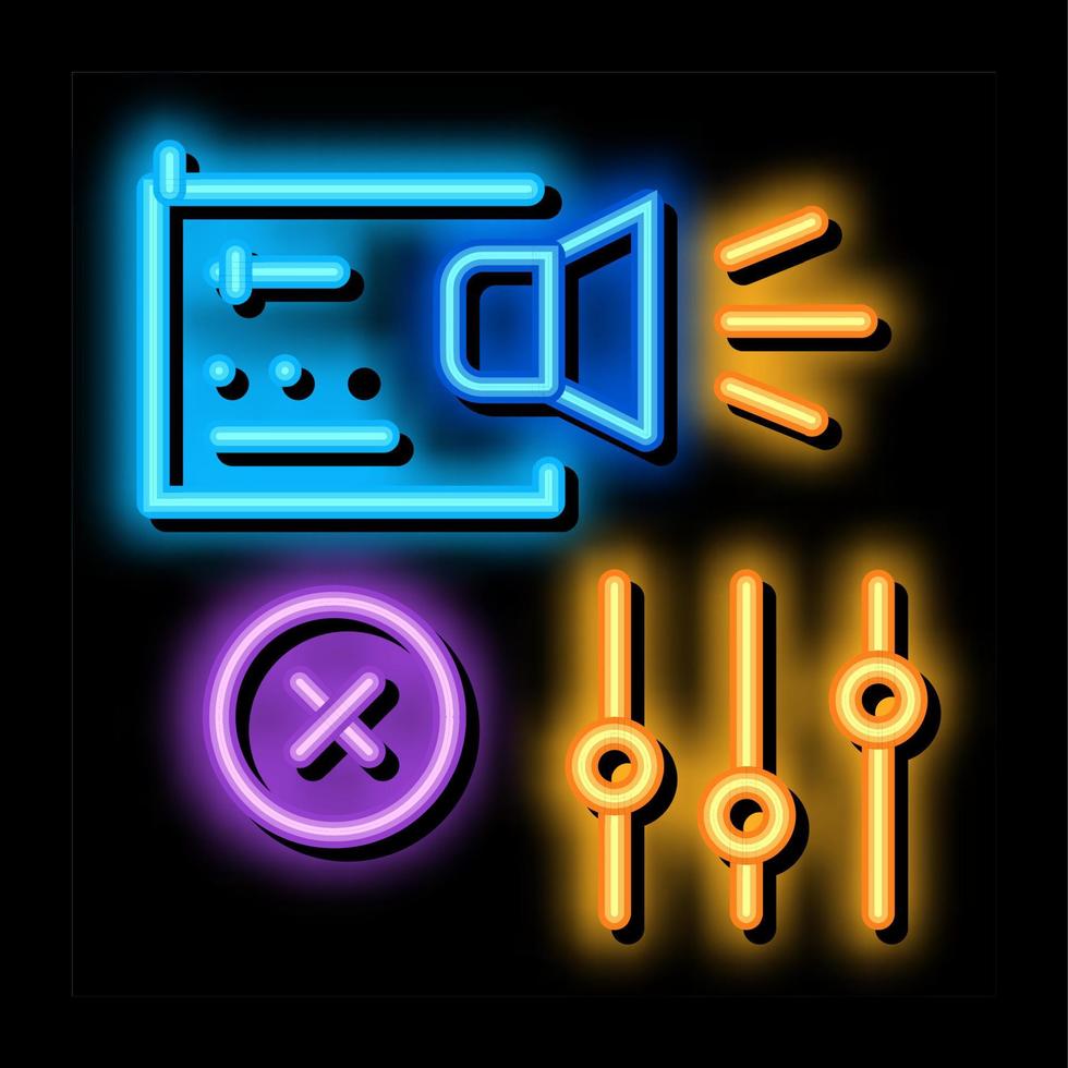 configurações de som de rádio ilustração do ícone de brilho neon vetor
