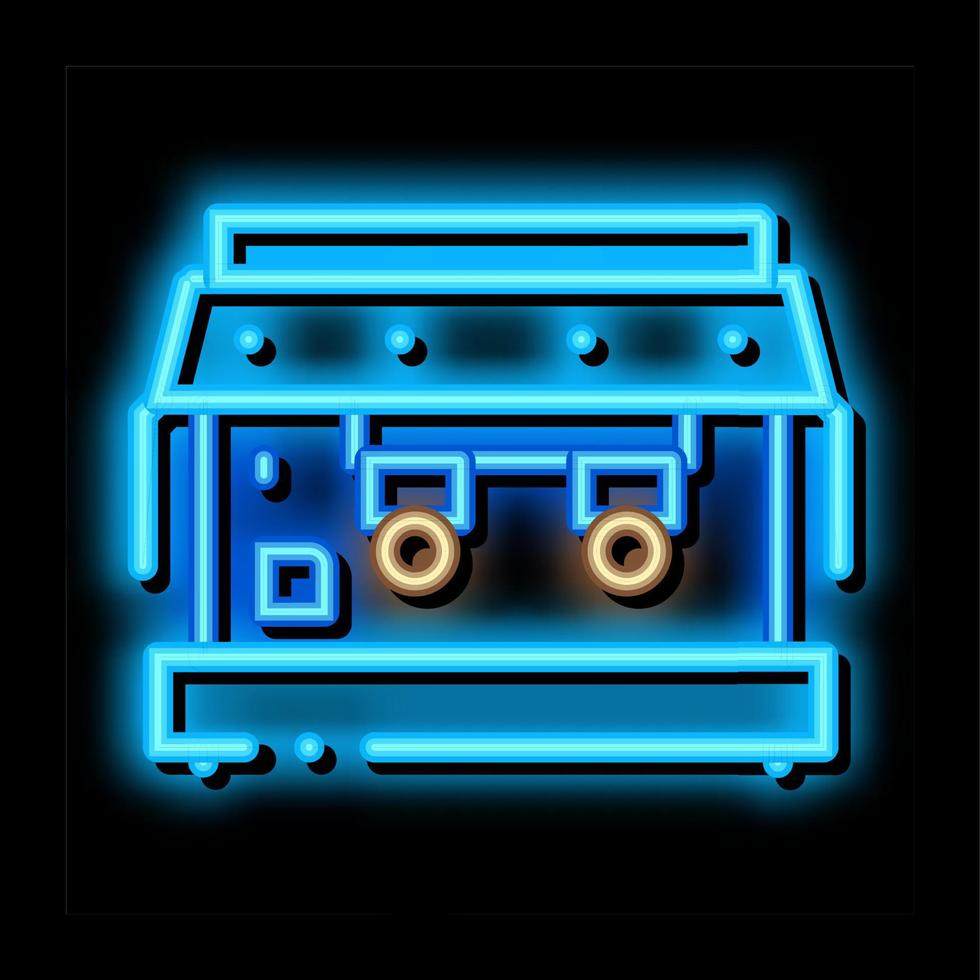 ilustração de ícone de brilho neon de máquina de café profissional vetor