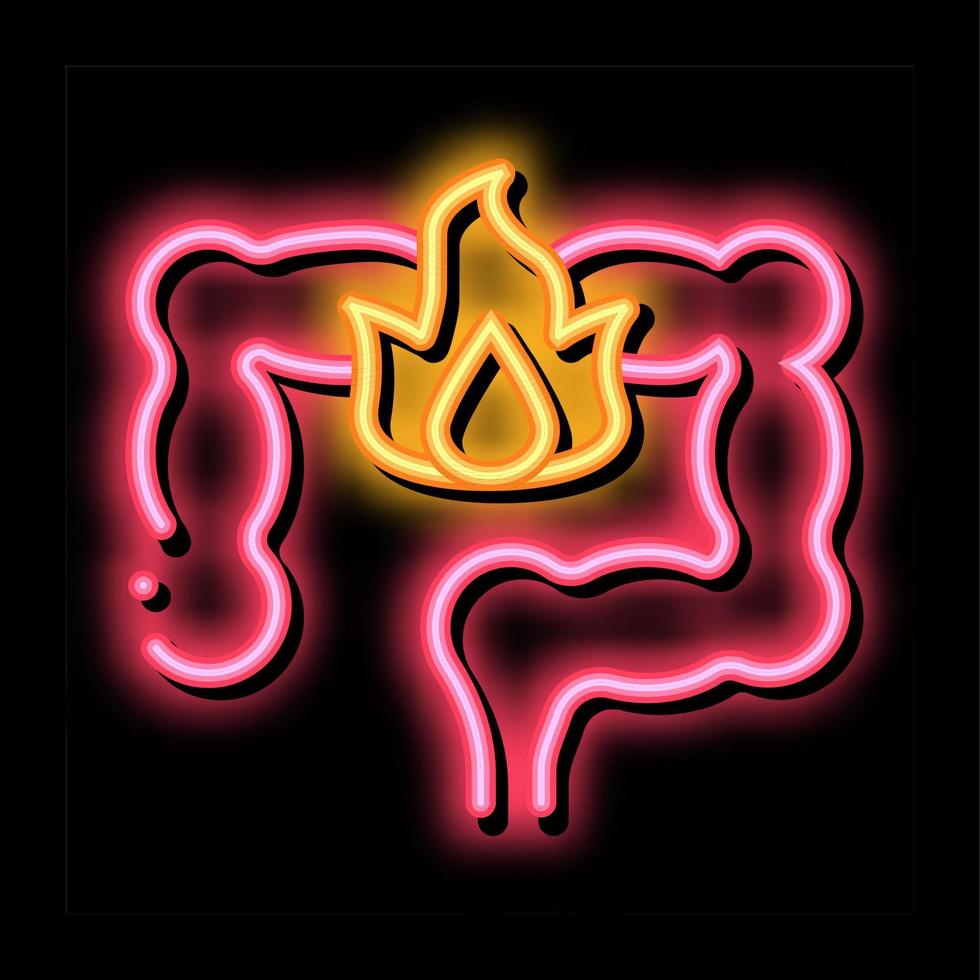 ilustração de ícone de brilho de néon de estômago de azia vetor