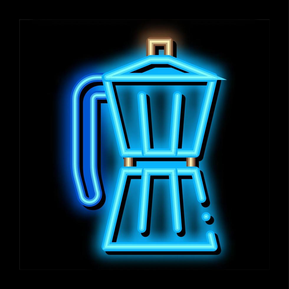 pote para ilustração de ícone de brilho neon de café fervente vetor