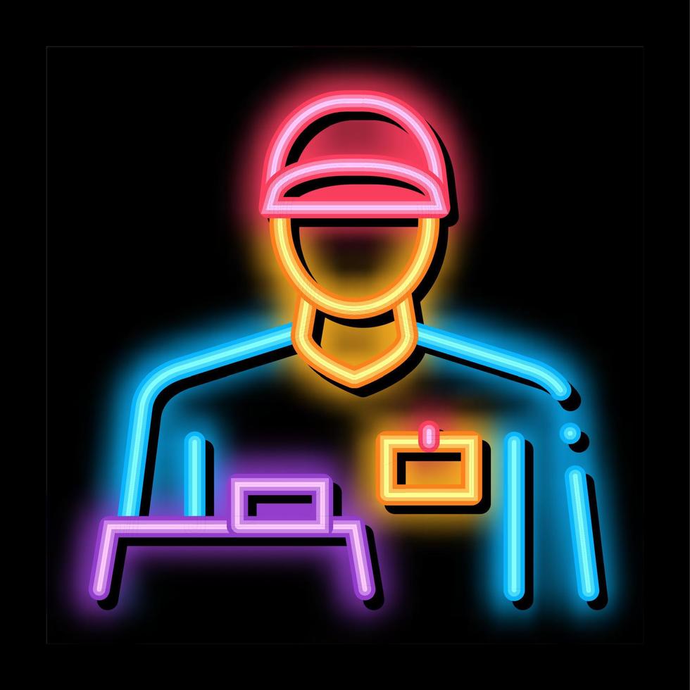 ilustração de ícone de brilho neon de profissão de caixa vetor