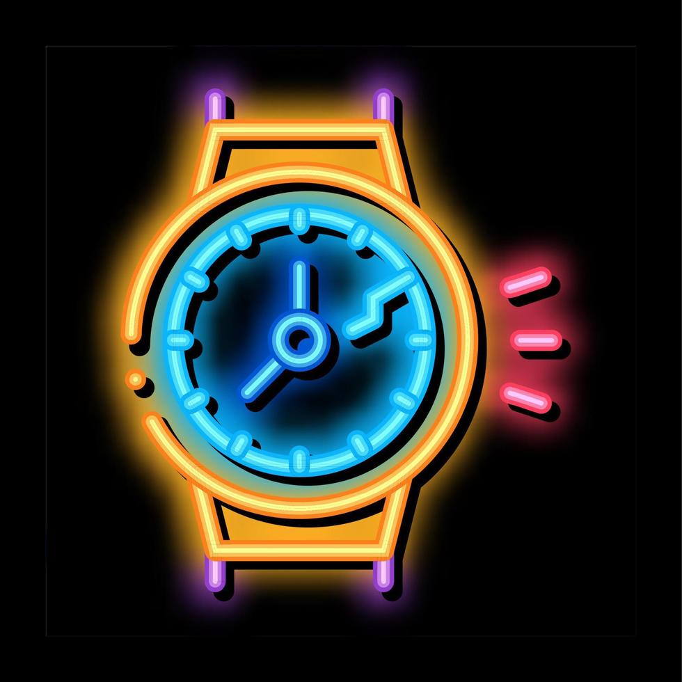 ilustração de ícone de brilho neon de relógio quebrado vetor