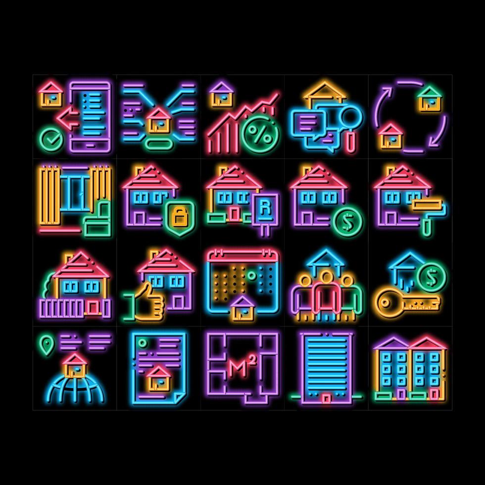 ilustração de ícone de brilho neon de prédio de apartamentos vetor