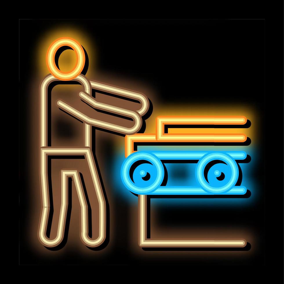 ilustração de ícone de brilho neon do transportador de material de madeira vetor