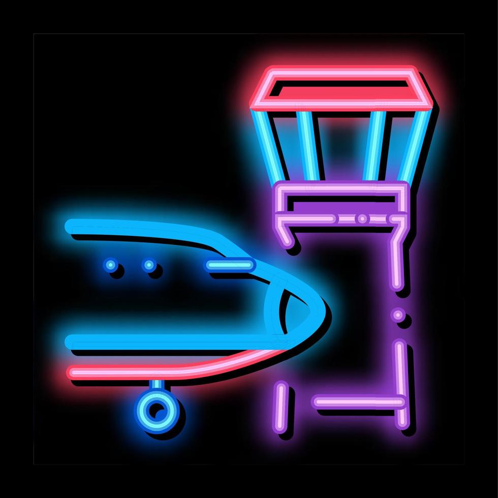 ilustração do ícone do brilho neon da torre do centro de navegação do avião aéreo vetor