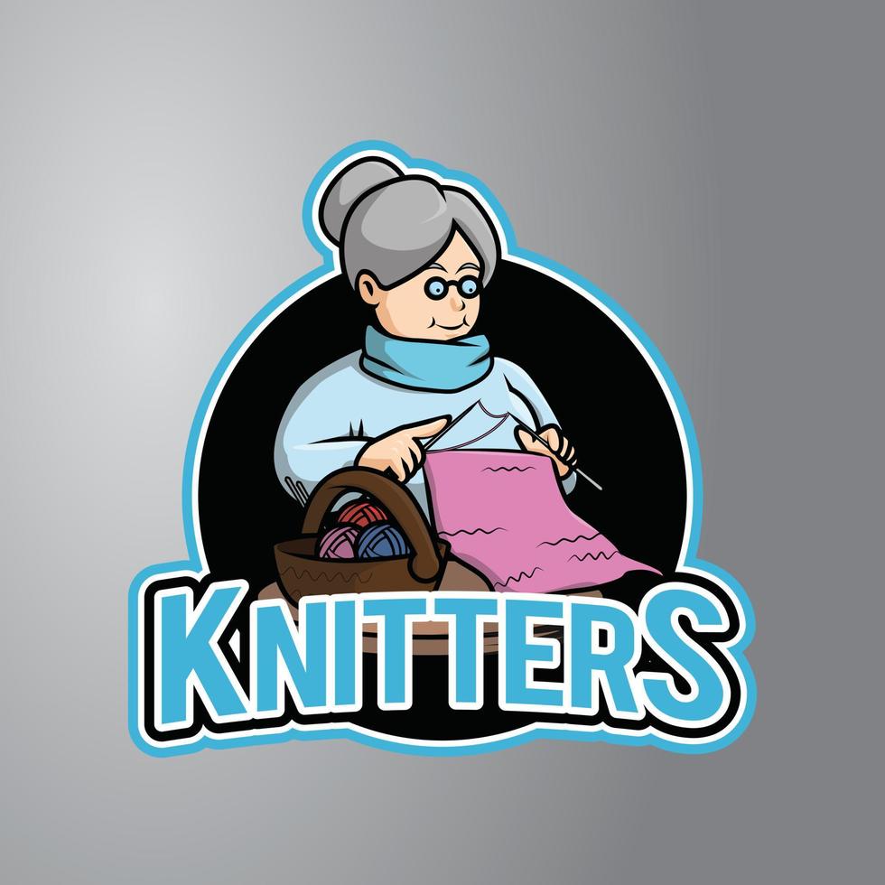 distintivo de design de ilustração knitter vetor