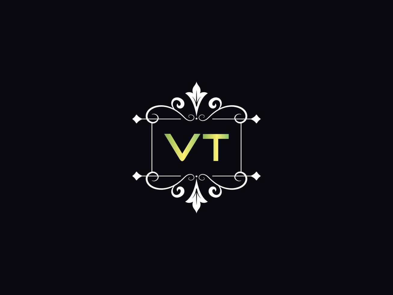 letra simples do logotipo vt, vetor de ícone do logotipo de luxo vt maiúsculo