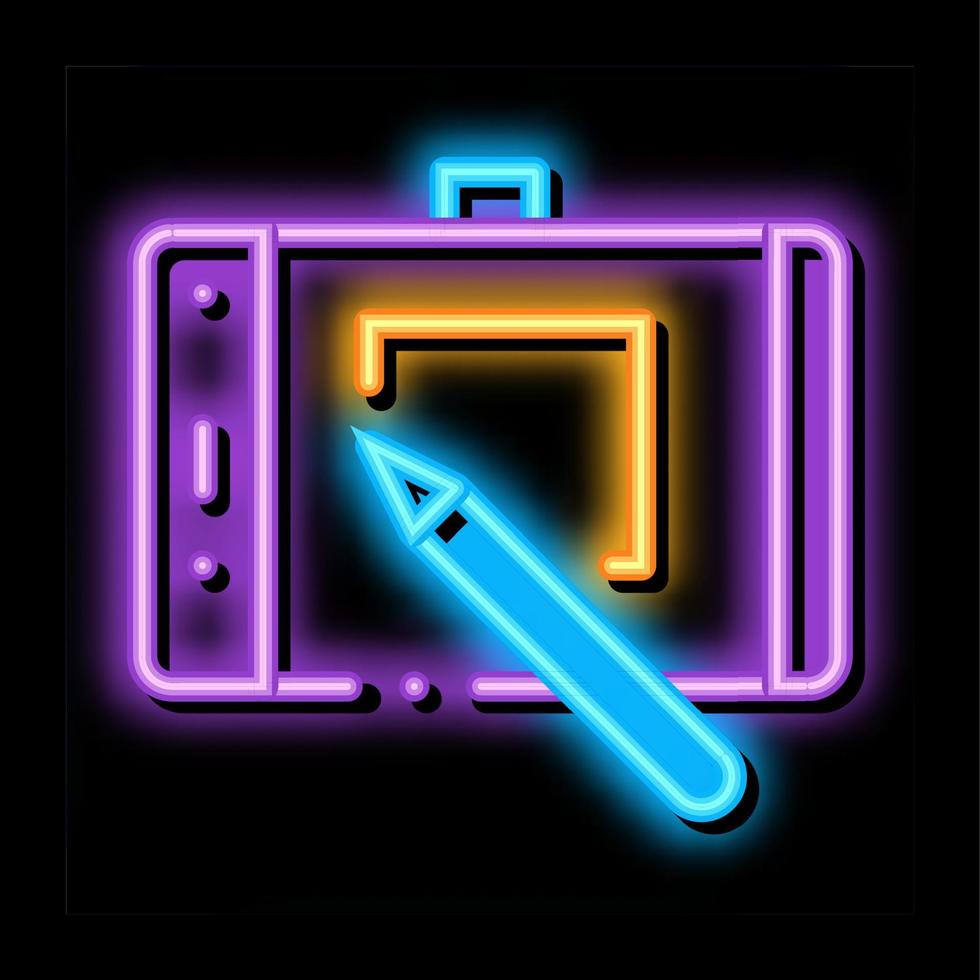 design do site na ilustração do ícone de brilho neon do tablet vetor