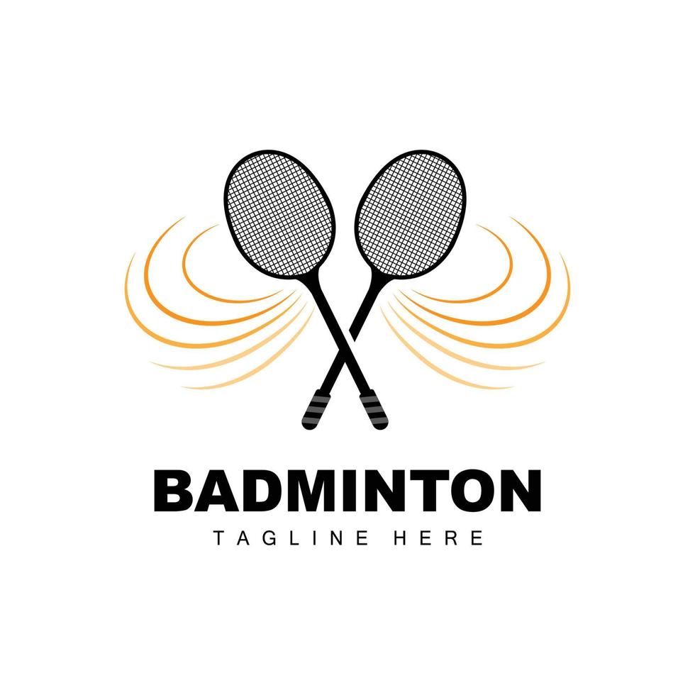 logotipo de badminton, vetor de jogo esportivo com raquete de peteca, design de ramo esportivo, ícone de modelo