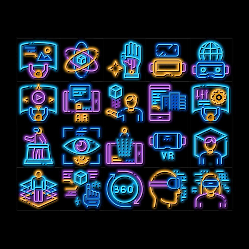 ilustração de ícone de brilho neon de equipamento de simulação vetor