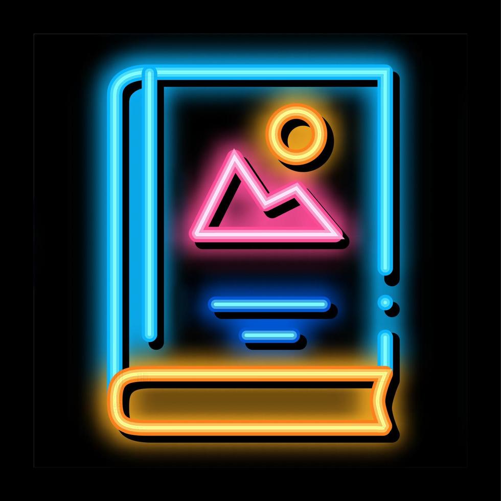 ilustração de ícone de brilho neon de livro impresso em cores vetor