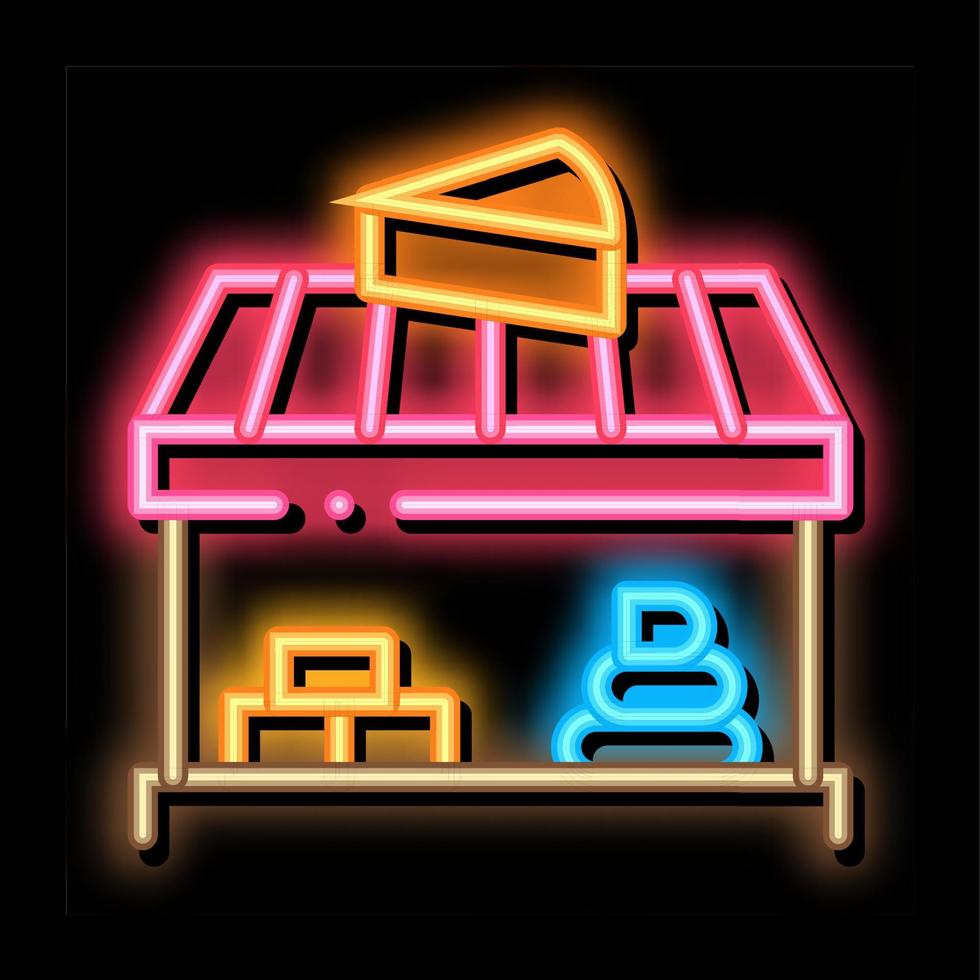 ilustração do ícone de brilho neon da loja de queijos vetor