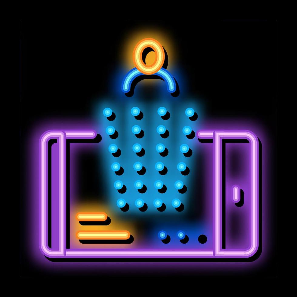 pessoa de design na ilustração do ícone de brilho neon do telefone vetor