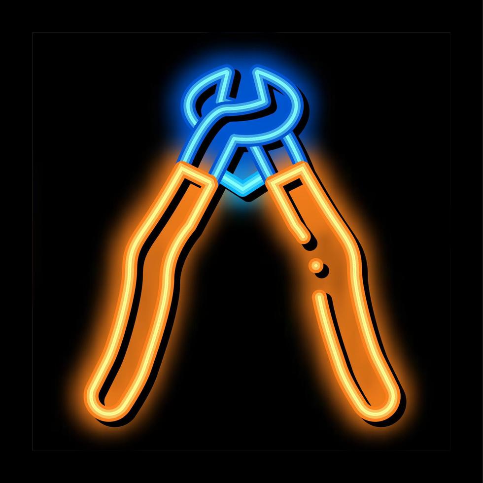 ilustração de ícone de brilho neon de alicate vetor