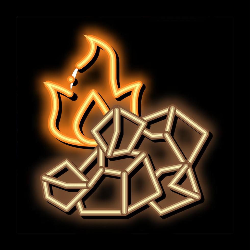 carvão para ilustração de ícone de brilho neon de fogo vetor