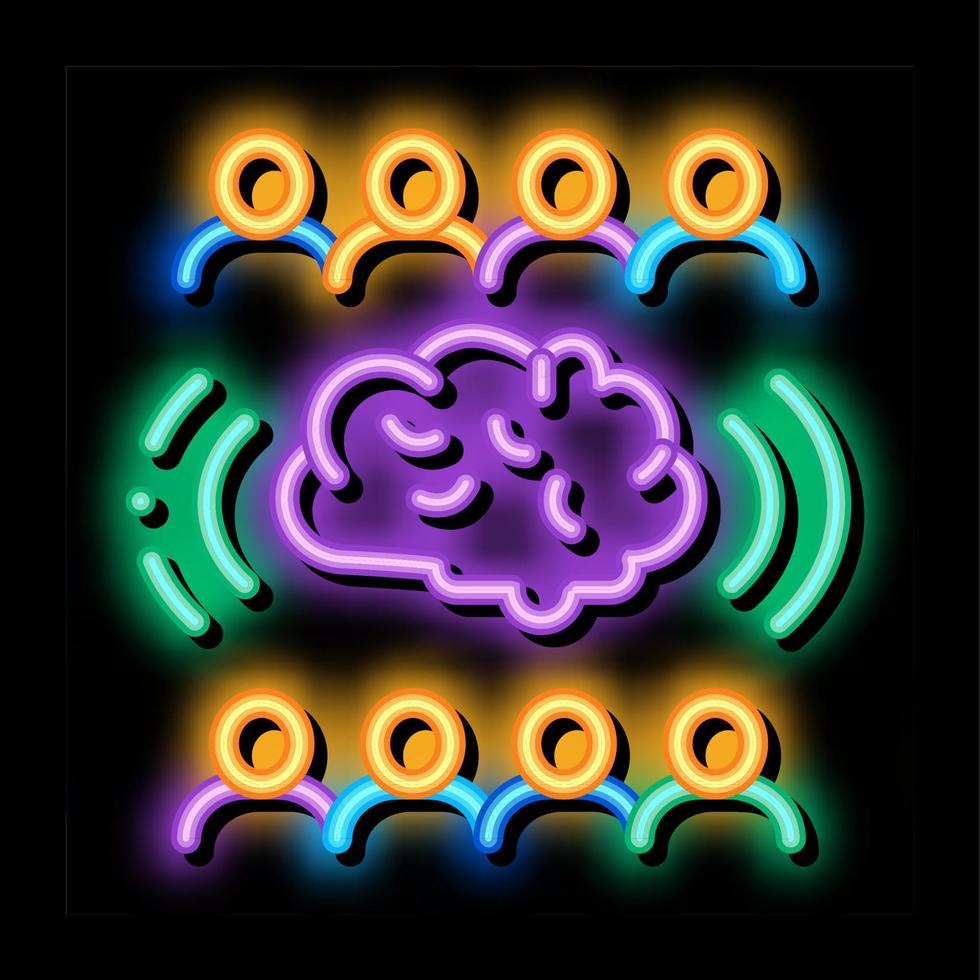 ilustração de ícone de brilho neon de mente coletiva vetor