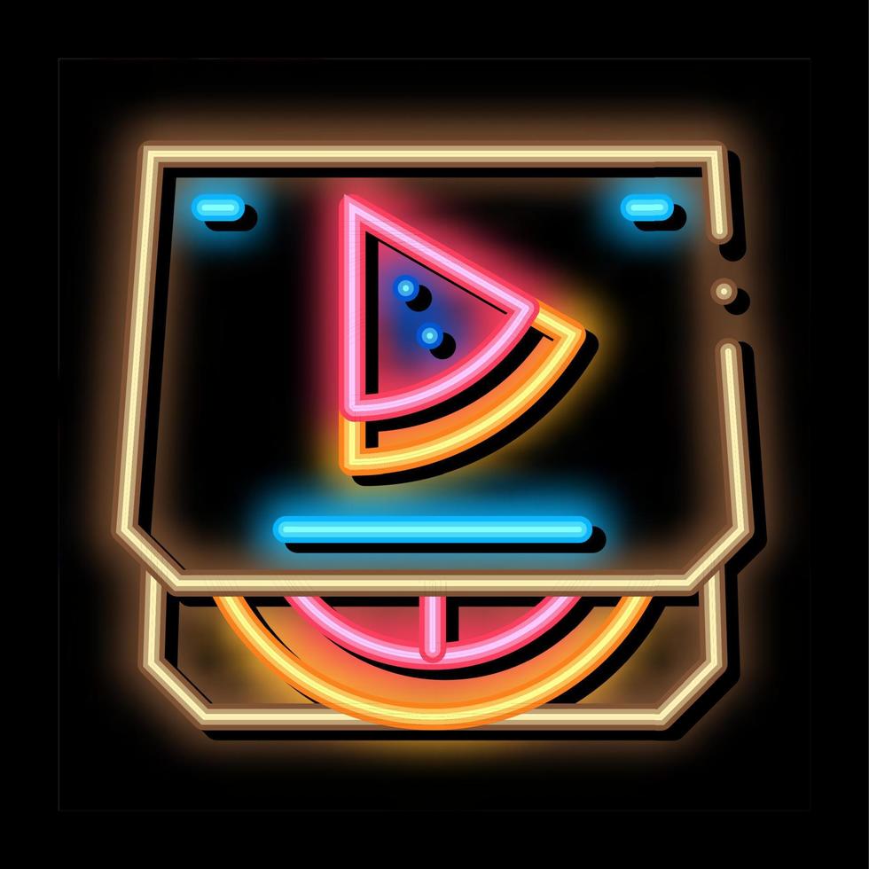 ilustração de ícone de brilho neon de caixa de pizza vetor