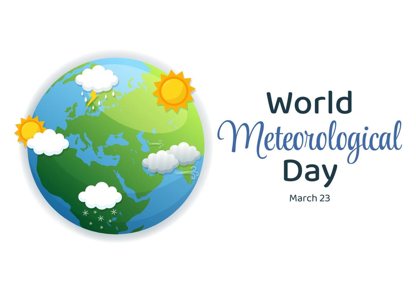 ilustração do dia meteorológico mundial com ciência meteorológica e pesquisa do clima em desenhos animados planos desenhados à mão para modelos de páginas de aterrissagem vetor