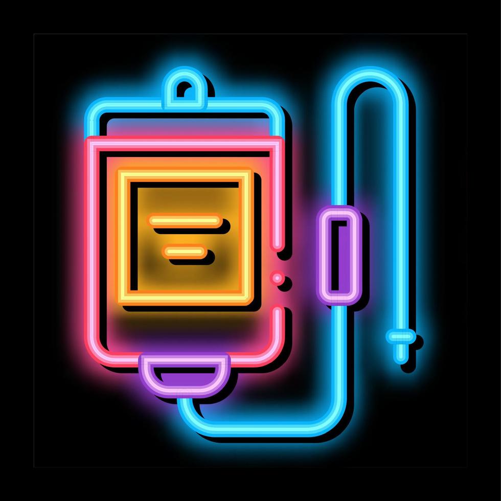ilustração do ícone de brilho neon do conta-gotas médico vetor