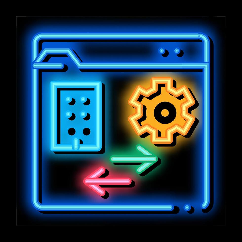 ilustração do ícone de brilho neon da pasta técnica inicial vetor