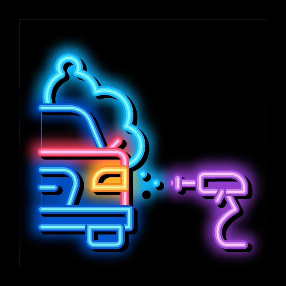 ilustração de ícone de brilho neon de lavagem de carro vetor