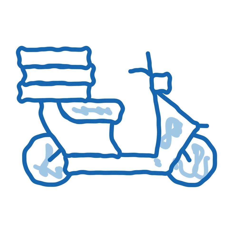 entrega de comida ícone de rabisco de motocicleta ilustração desenhada à mão vetor