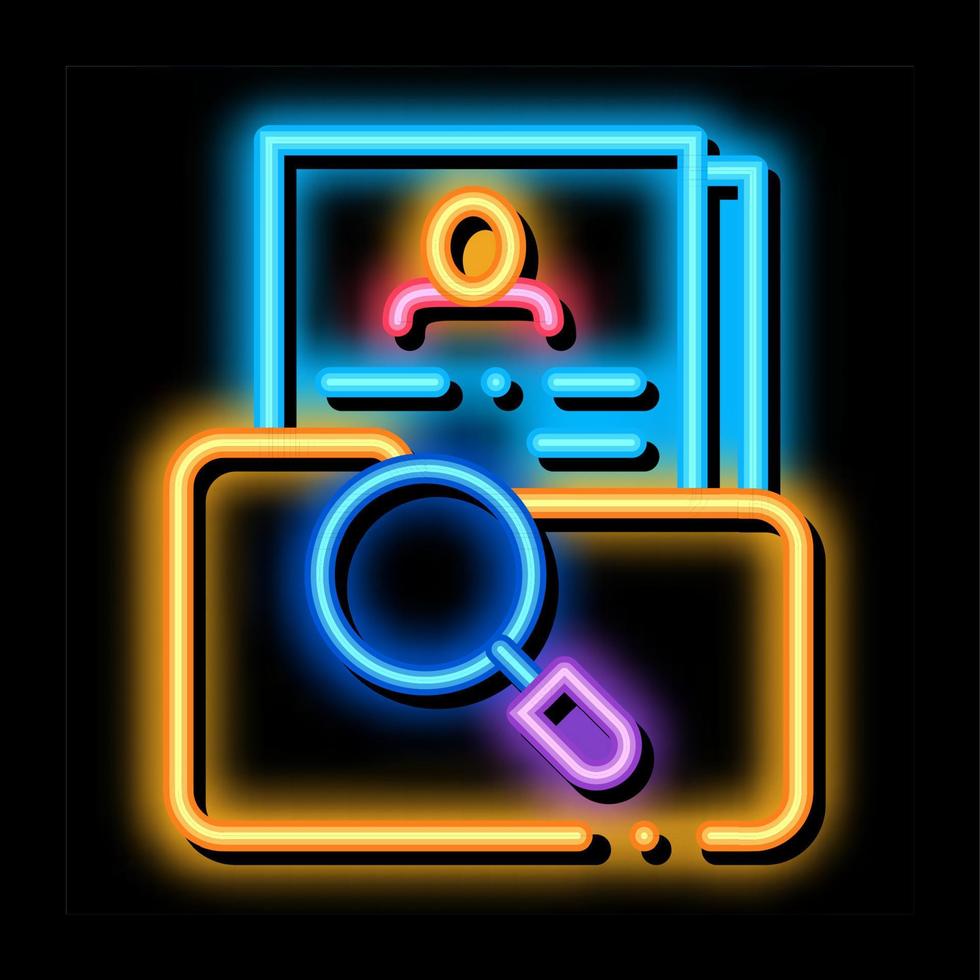 estudo científico da ilustração do ícone de brilho neon de recursos humanos pessoais vetor