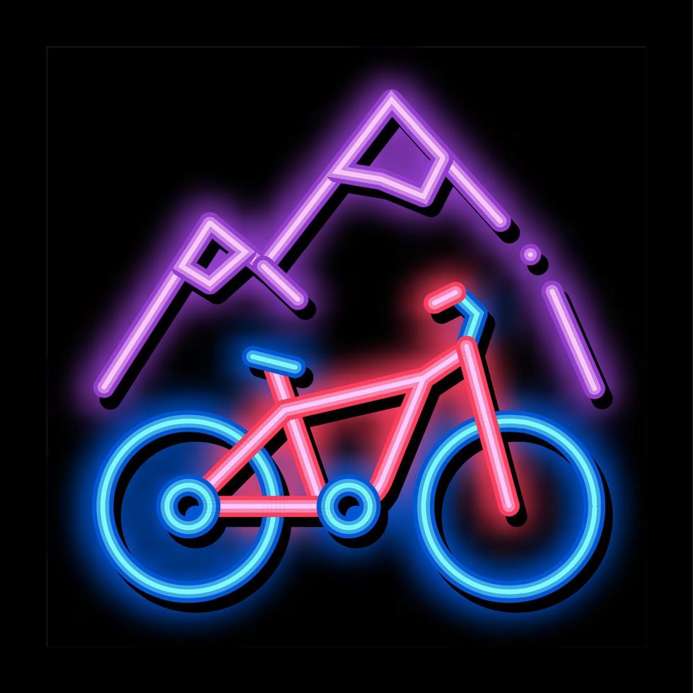 ilustração de ícone de brilho neon de mountain bike vetor