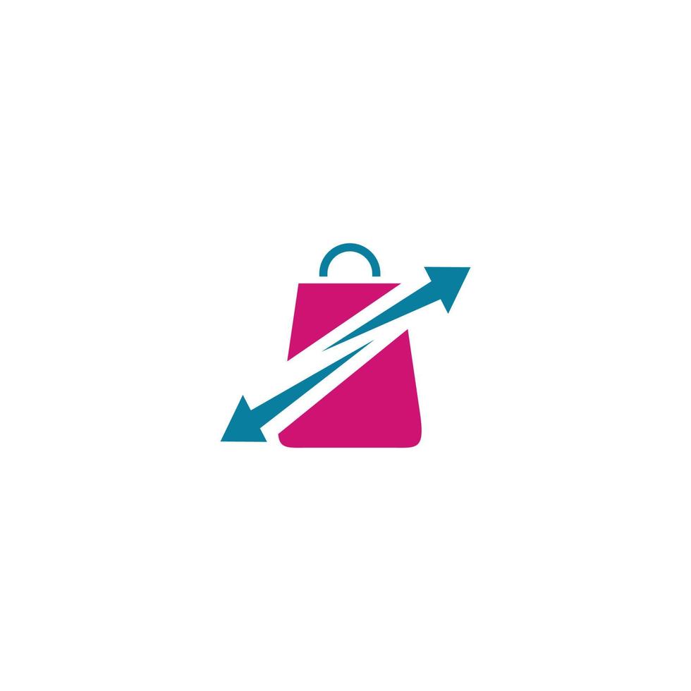 modelo de design de logotipo de loja online. projeto de vetor de sacola de compras. símbolo do mercado digital