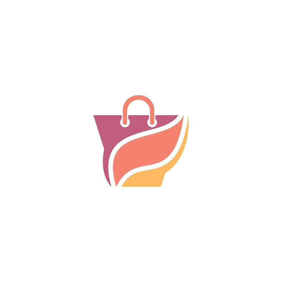 modelo de design de logotipo de loja online. projeto de vetor de sacola de compras. símbolo do mercado digital