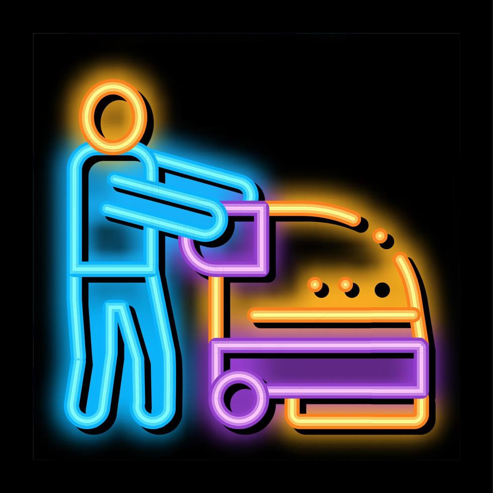ilustração do ícone de brilho neon da máquina de lavar vetor