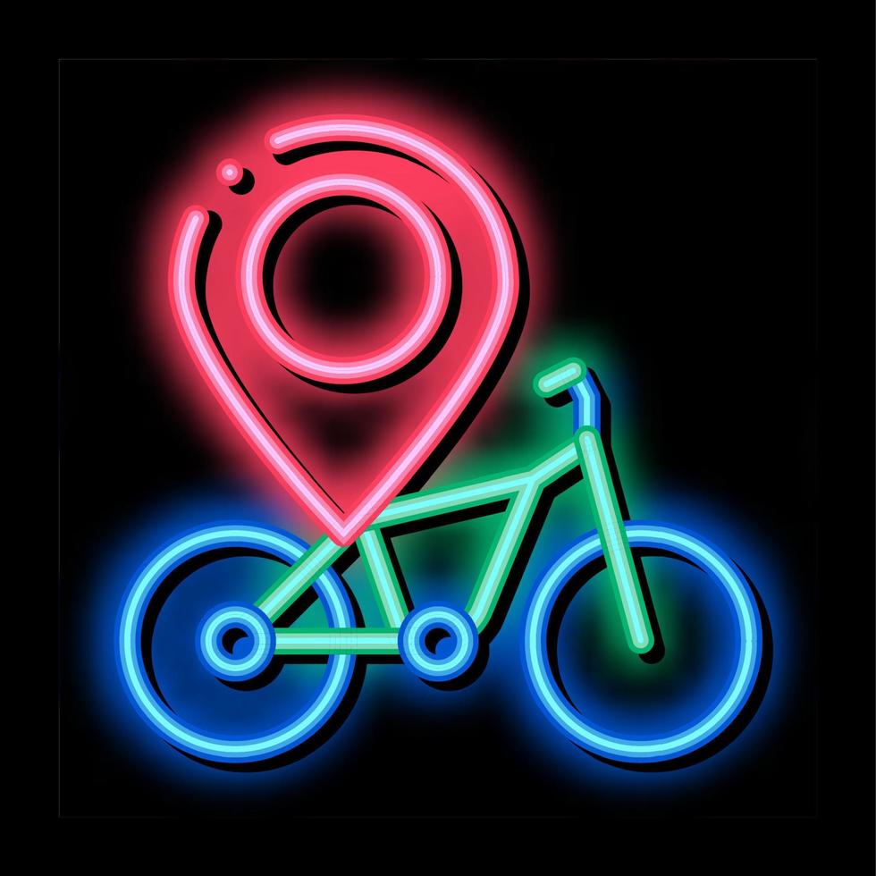 ilustração de ícone de brilho neon de bicicleta de geolocalização vetor